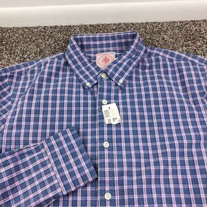 NWT J Press Shirt Long Sleeve Button Down Blue Purple Plaid Mens Large